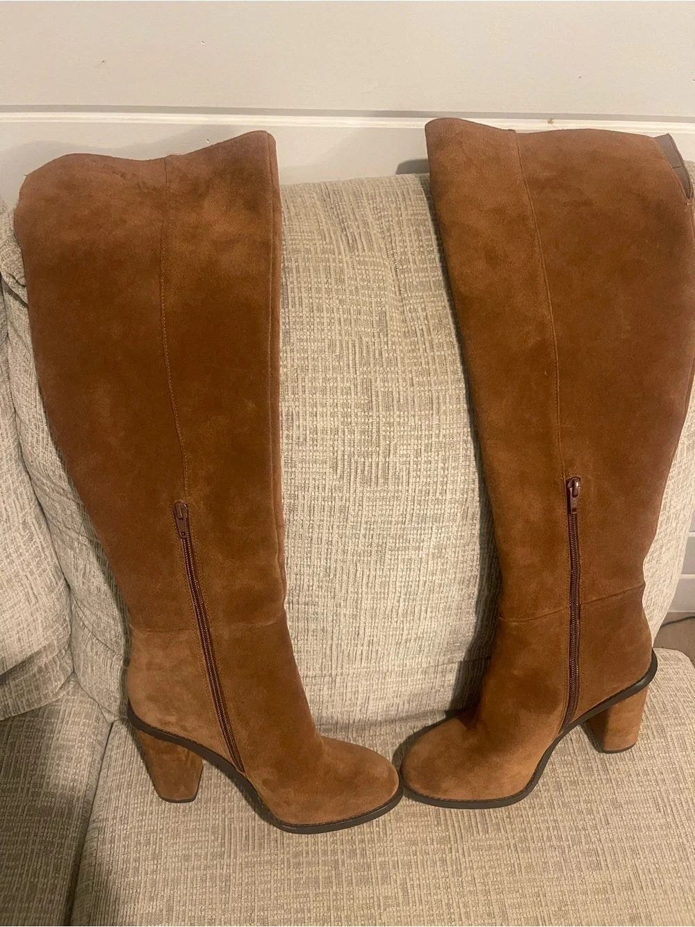 Gianni Bini Brown Over the Knee Suede Block Heel Boots Size 7.5